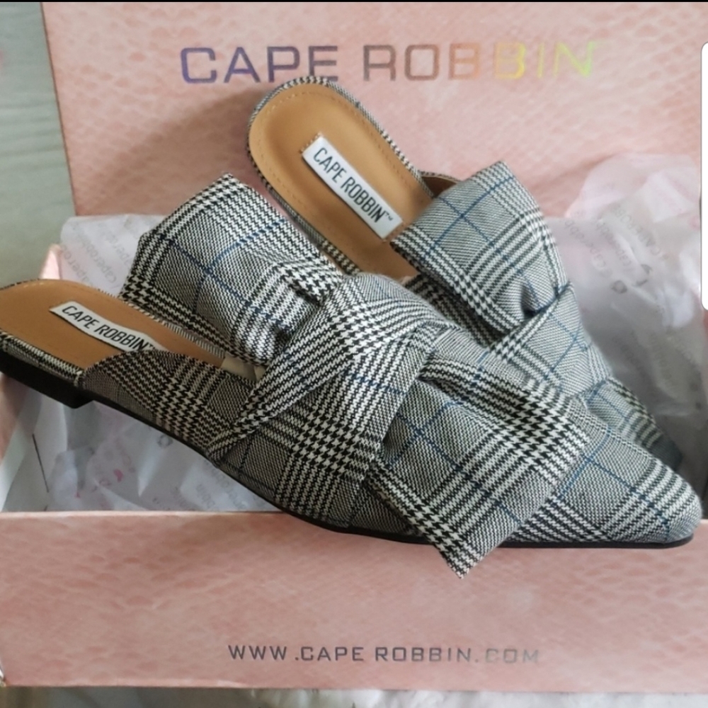 🎁CAPE ROBBIN PLAID SLIDE SHOES SIZE 7